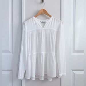 Club Monaco White Swiss Dot Blouse – Size XS